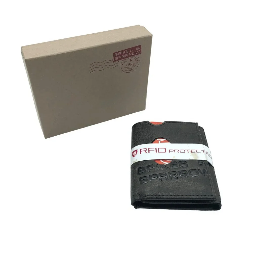Spikes & Sparrow Austin RFID Protected Leather Wallet With Box Gray Style 16530